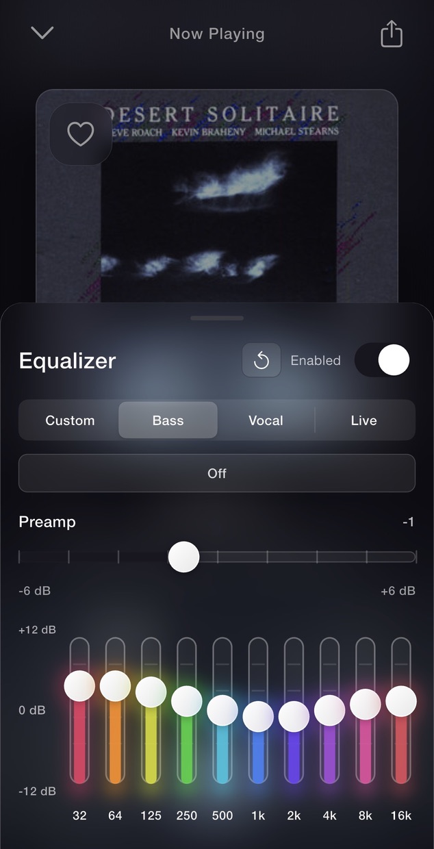 Sha Music equalizer screen